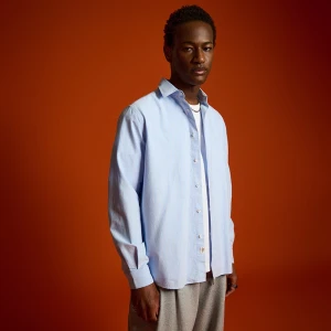 Jasnoniebieska koszula w prążki z długim rękawem House