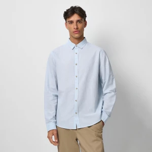 Jasnoniebieska koszula z domieszką lnu House