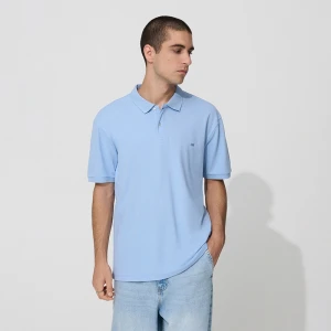 Jasnoniebieska koszulka polo z małym haftem House