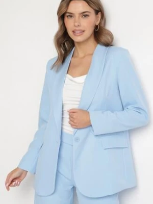 Jasnoniebieska Marynarka Ozdobiona Imitacją Kieszeni Sovzedi new collection