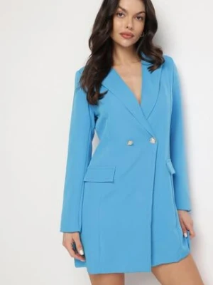 Jasnoniebieska Marynarka Taliowana Dwurzędowa Swed lily rose