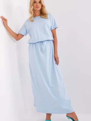 Jasnoniebieska maxi sukienka basic ze ściągaczem RELEVANCE