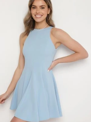 Jasnoniebieska Rozkloszowana Sukienka z Wiskozą Milenissa by swan