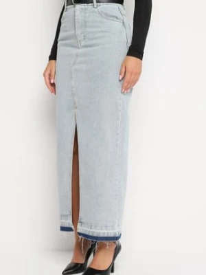 Jasnoniebieska Spódnica Jeansowa o Ołówkowym Kroju z Rozcięciem z Przodu Ramalla elsa.m by may