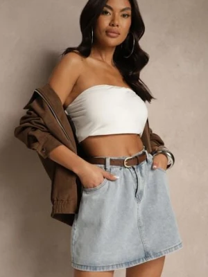 Jasnoniebieska Spódnica z Bawełny z Podszewką Szortów Ozdobiona Paskiem Inille elsa.m by may