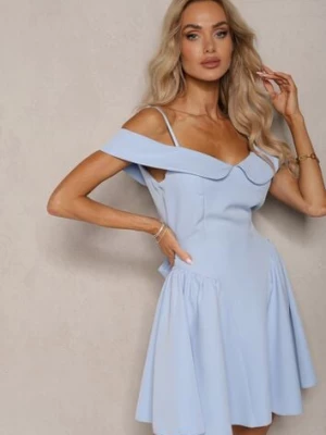 Jasnoniebieska Sukienka na Ramiączkach z Regulacją z Usztywnionymi Miseczkami Miviora
