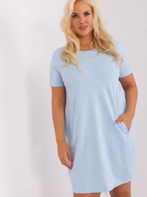 Jasnoniebieska sukienka plus size basic z kieszeniami RELEVANCE