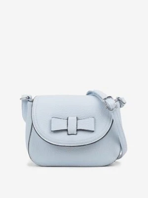 Jasnoniebieska Torebka Listonoszka z Aplikacją w Kształcie Kokardy Siluriela francis