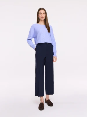 Liliowy bawełniany sweter z warkoczowym splotem TARANKO