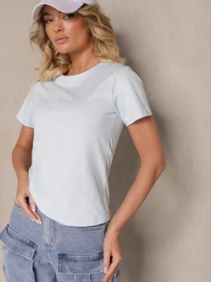 Jasnoniebieski Casualowy Bawełniany T-shirt Rivali j.style