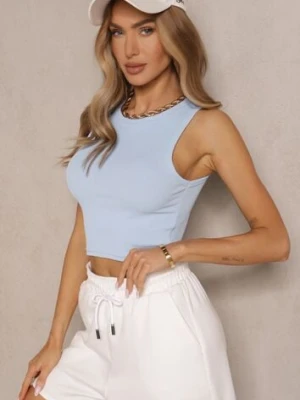 Jasnoniebieski Crop Top z Prążkowanego Materiału Nevonessa