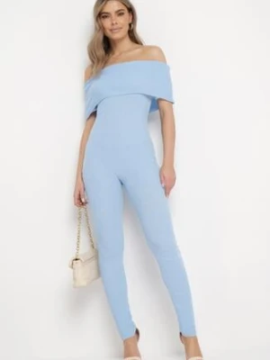 Jasnoniebieski Elastyczny Kombinezon Dopasowany z Hiszpańskim Dekoltem Necta lovery