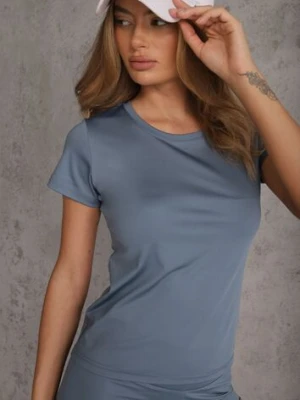 Jasnoniebieski Klasyczny T-shirt o Gładkim Wykończeniu Rhethine glo-story