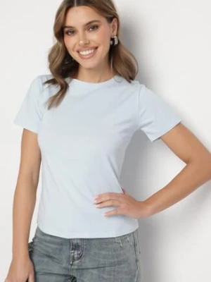 Jasnoniebieski Klasyczny T-shirt z Bawełny Lorali j.style
