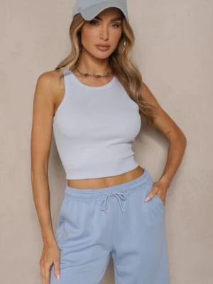 Jasnoniebieski Prążkowany Top z Bawełny Ravzedi j.style