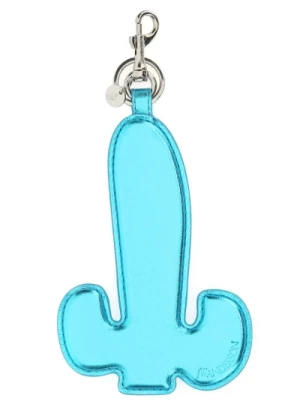 Jasnoniebieski skórzany brelok na klucze - Modny styl JW Anderson