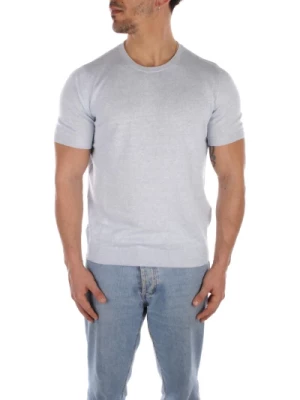 Jasnoniebieski T-shirt z lnu i bawełny Tagliatore