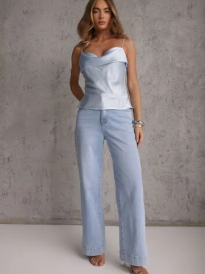 Jasnoniebieskie Bawełniane Jeansy High Waist Wide Leg Heltora daysie