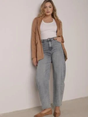 Jasnoniebieskie Bawełniane Jeansy o Kroju Barrel Leg z Wysokim Stanem Vimariele