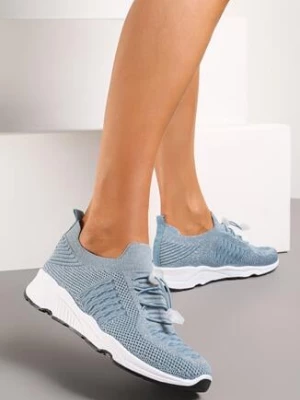 Jasnoniebieskie Buty Sportowe z Metaliczną Nitką i Gumką ze Stoperem Qiliara