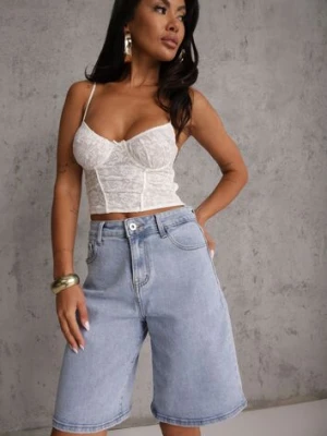 Jasnoniebieskie Jeansowe Szorty Casual Typu Jorts High Waits z Bawełny Nysalina daysie