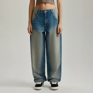 Jasnoniebieskie jeansy baggy fit z wysokim stanem House