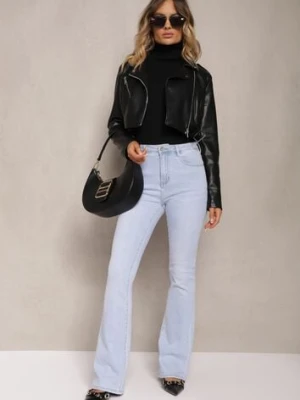 Jasnoniebieskie Jeansy o Kroju Dzwonów z Bawełny High Waist Navialas hello miss