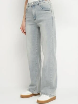 Jasnoniebieskie Jeansy o Szerokim Kroju z Wysokim Stanem Lanarion milas91