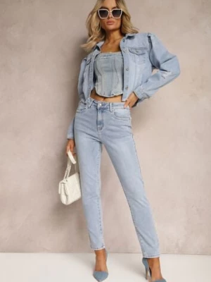 Jasnoniebieskie Jeansy Skinny bez Zdobień Riozena