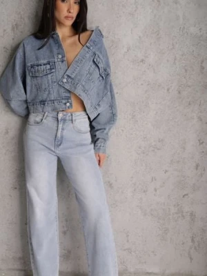 Jasnoniebieskie Jeansy Straight Leg High Waist z Bawełną Erivera daysie