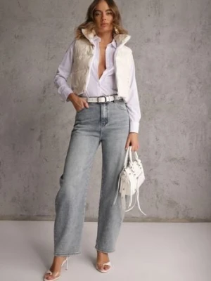 Jasnoniebieskie Jeansy z Bawełny Barrel Leg High Waist Vezorea