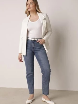 Jasnoniebieskie Klasyczne Jeansy Mom Fit z Bawełną Rastorea