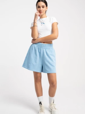 Jasnoniebieskie krótkie spodenki dresowe bez nadruków Reporter