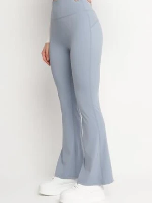 Jasnoniebieskie Legginsy o Kroju Dzwonów z Wysokim Stanem Koritea romee's