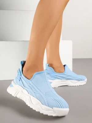 Jasnoniebieskie Siateczkowe Buty Sportowe Sneakersy Wsuwane Zdobione Tłoczeniami Nusadela ballada