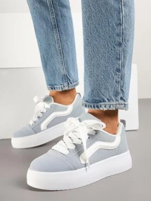 Jasnoniebieskie Sneakersy w Stylu Klasycznych Tenisówek na Platformie Nurimea ideal