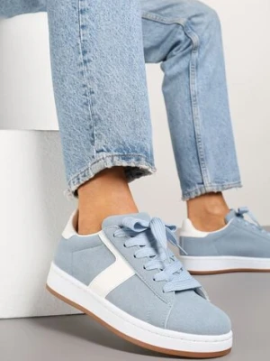 Jasnoniebieskie Sneakersy z Geometrycznym Motywem Taniffia bellucci