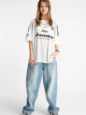 Jasnoniebieskie spodnie jeansowe BARREL z modnymi przetarciami Reporter