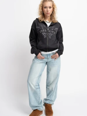 Jasnoniebieskie spodnie jeansowe typu baloon z modnymi przeszyciami Reporter