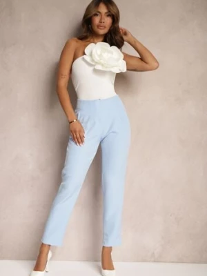 Jasnoniebieskie Spodnie z Prostymi Nogawkami i Imitacją Kieszeni Viarvi lily rose