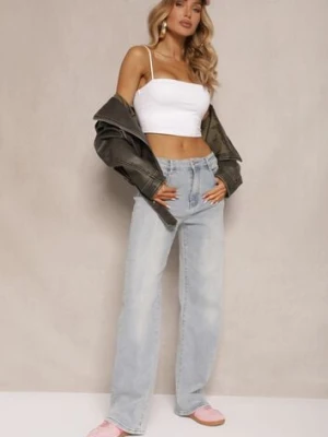 Jasnoniebieskie Szerokie Jeansy High Waist Lanosisa