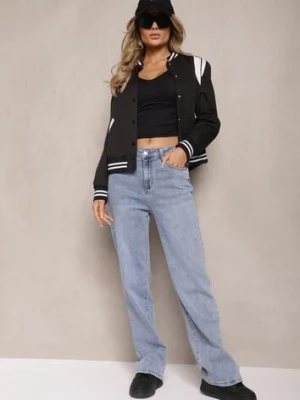 Jasnoniebieskie Szerokie Jeansy Regular Waist Rehnia