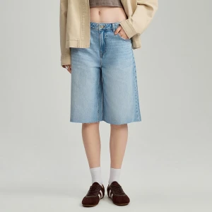 Jasnoniebieskie szorty jeansowe bermudy mid waist House