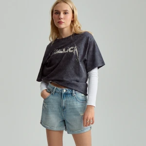 Jasnoniebieskie szorty jeansowe mom fit House