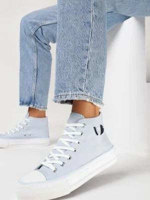 Jasnoniebieskie Trampki za Kostkę z Delikatnym Haftem Eliriva