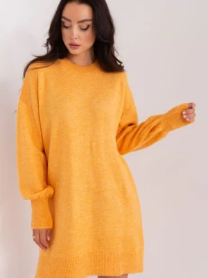 Jasnopomarańczowy dzianinowy sweter damski oversize