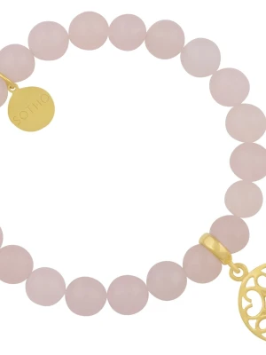 Jasnoróżowa bransoletka jadeit ze złotą orientalną rozetą SOTHO