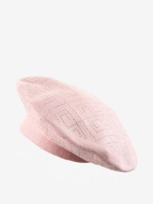 Jasnoróżowa Czapka Beret z Geometrycznym Wzorem z Cyrkoniami Holindia