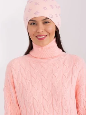 Jasnoróżowa czapka zimowa z dodatkiem kaszmiru Wool Fashion Italia