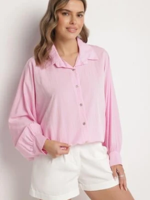 Jasnoróżowa Koszula z Wiskozą o Kroju Nietoperza Sonaretia j studio